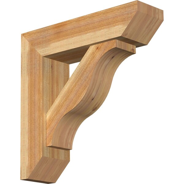 Ekena Millwork Funston Slat Rough Sawn Bracket w/ Offset Brace, Western Red Cedar, 8"W x 30"D x 30"H BKT0806X30X30FST06RWR - main